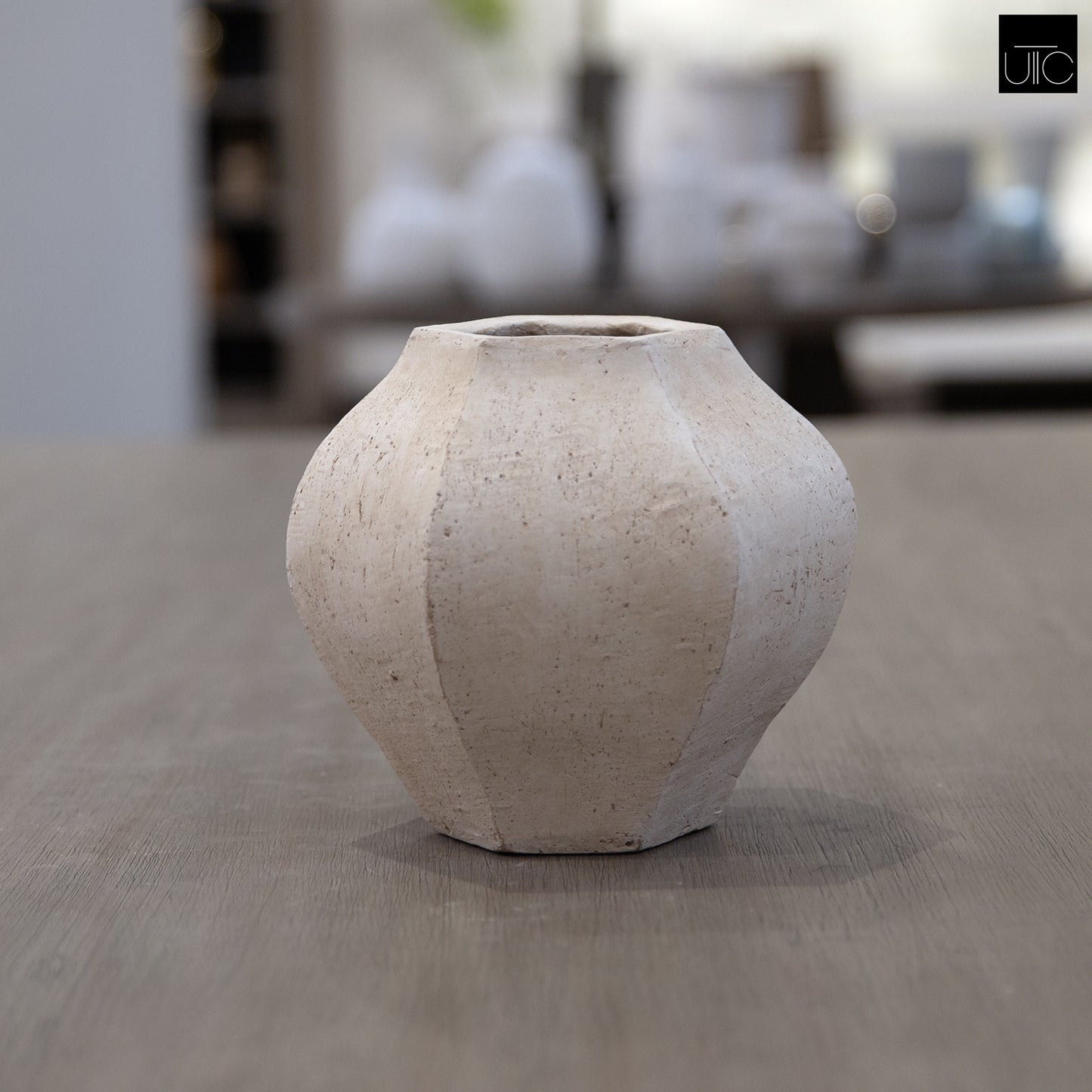 Lana Handcrafted Faceted Terracotta Vase with Sculptural Form