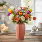 Nhulla Ceramic Round Bottle Vase with Embossed Column Design