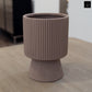 Oksana Ribbed Stoneware Vase with Tapered Pedestal Base