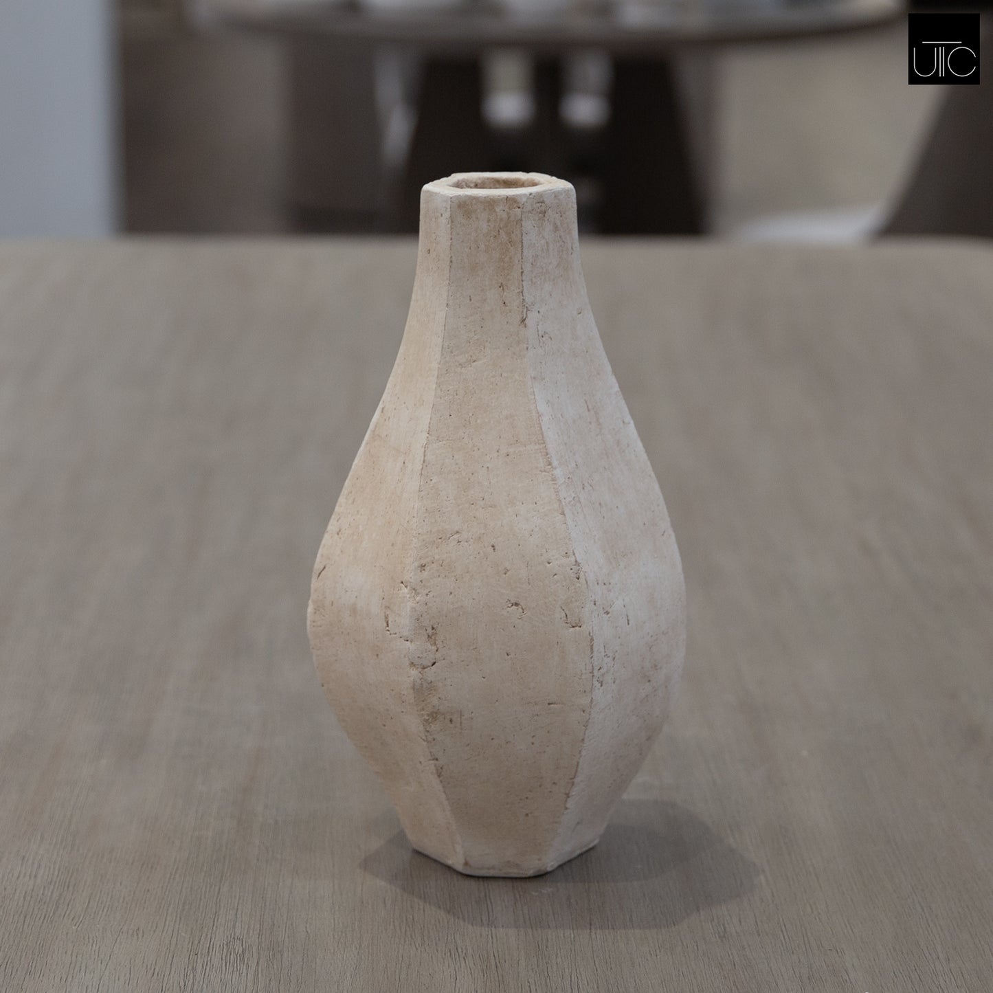 Nixie Handcrafted Faceted Pear-Shaped Terracotta Vase