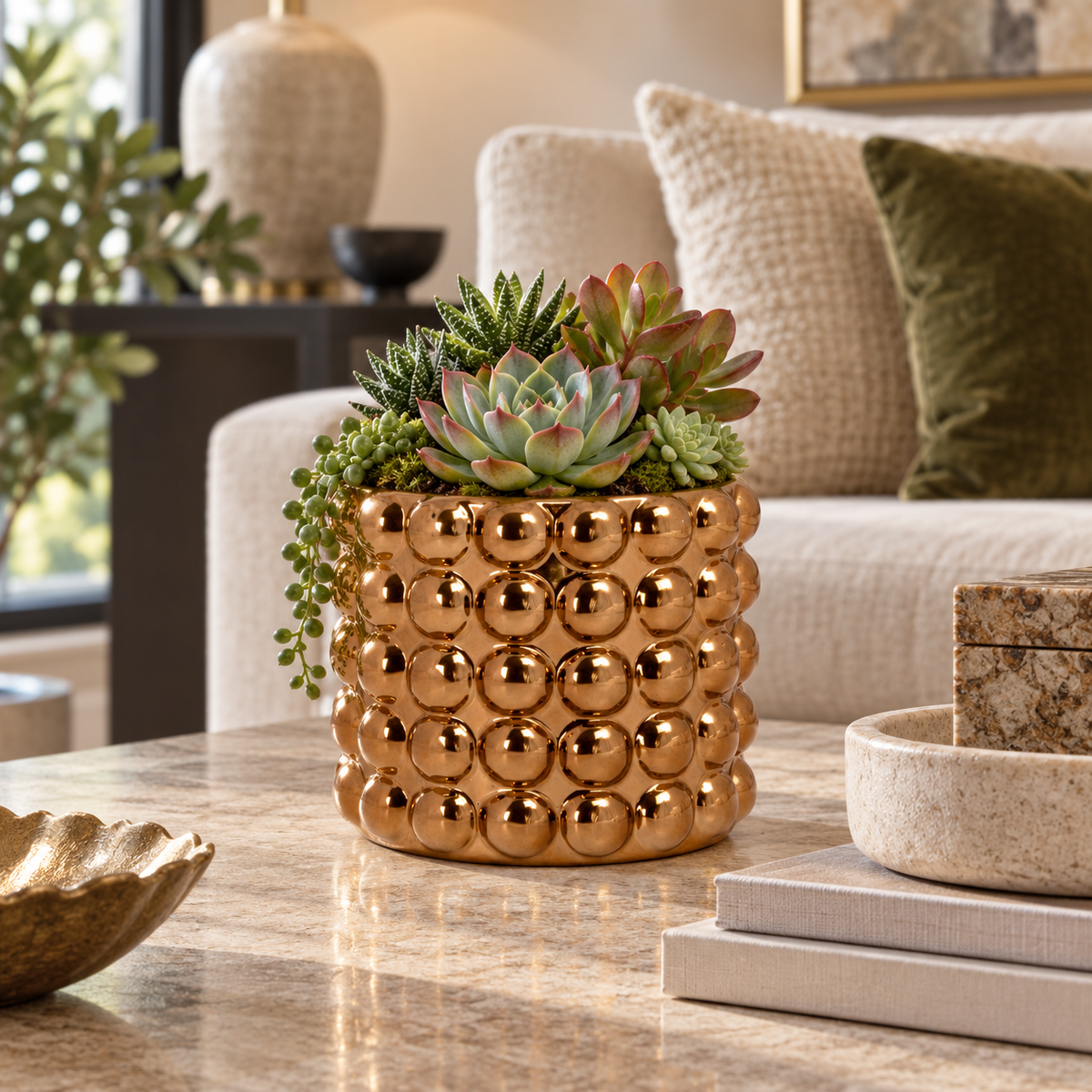 Valera Bronze Stoneware Planter