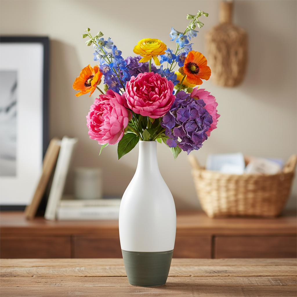 Kinny Ceramic Round Bellied Vase with Long Neck