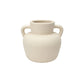 A small ceramic vase with a matte, textured finish and two side handles, shown on a plain white background.