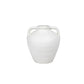 White ceramic vase with handles on a white background