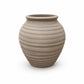 Terracotta Rounded Ribbed Vase with Flared Mouth Brown