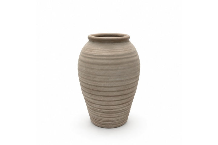 Handcrafted Terracotta MD Ribbed Vase Gray