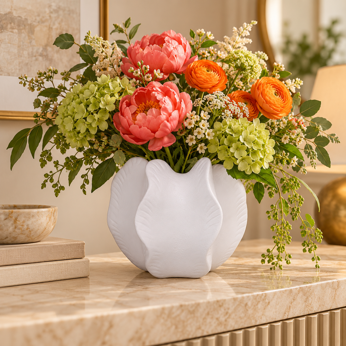 Freya Four-Lobe Sculptural Ceramic Vase