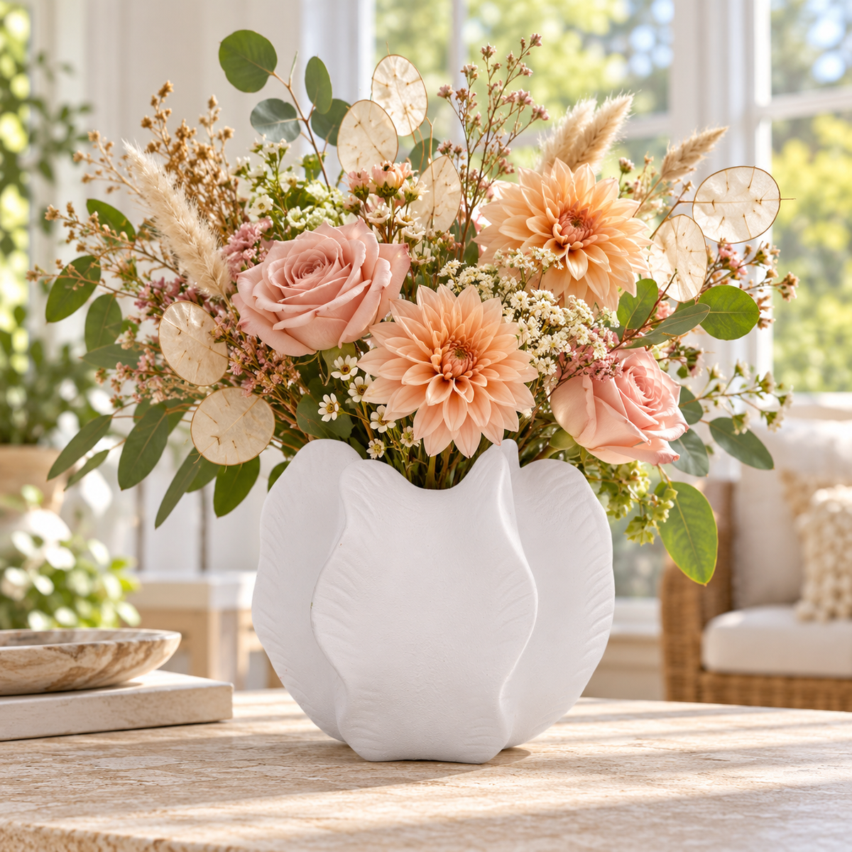 Freya Four-Lobe Sculptural Ceramic Vase