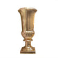 Fluted-Pedestal Fiber Glass Urn With Detailed Rim and Squared Base