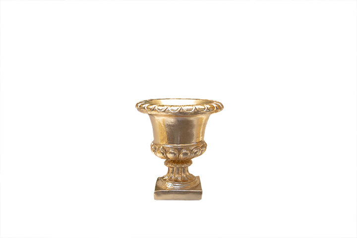 Banded-Pedestal Fiber Glass Urn With Flattened Rim and Short Fluted Stem