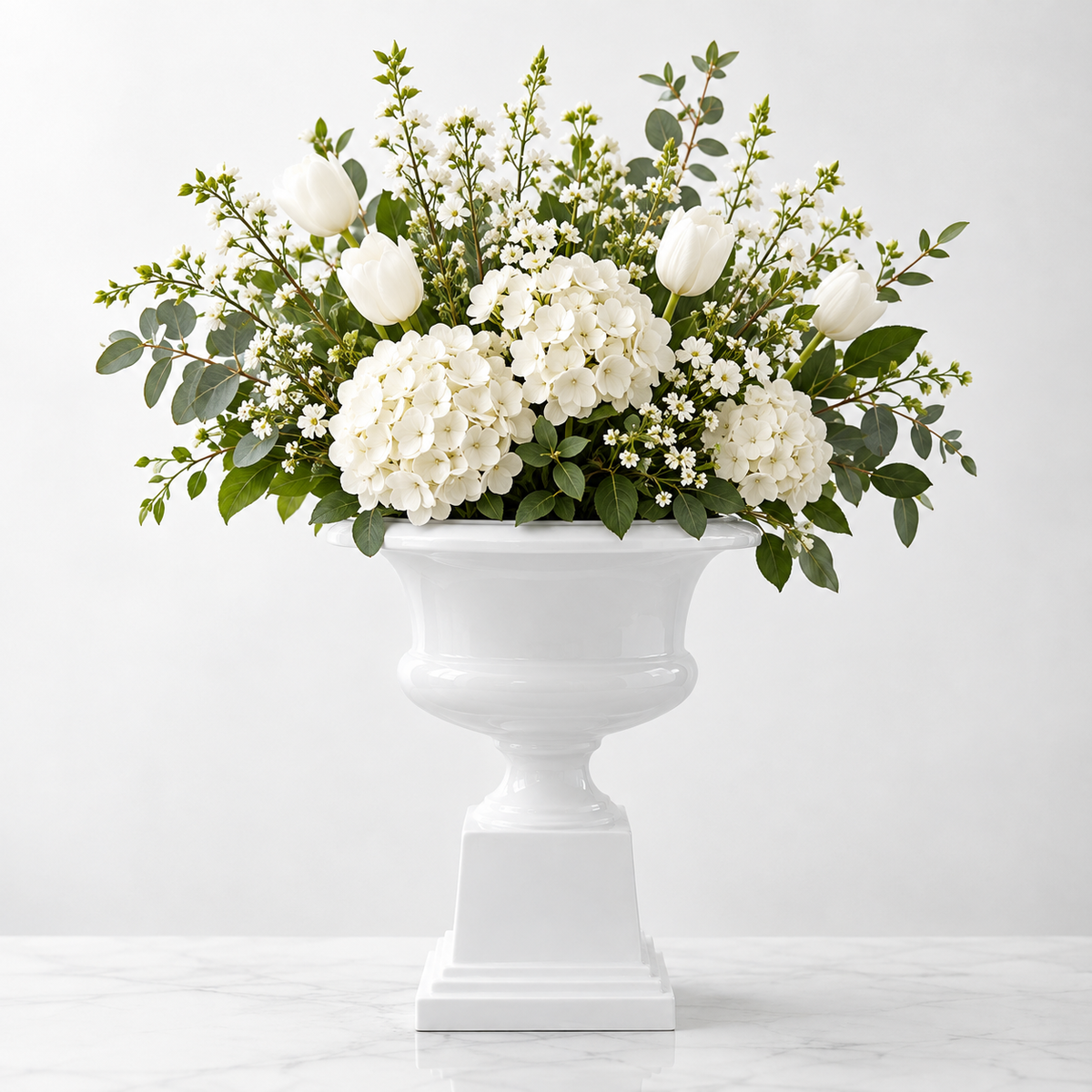 Aluna Campagna Fiberglass Urn Planter with Pedestal
