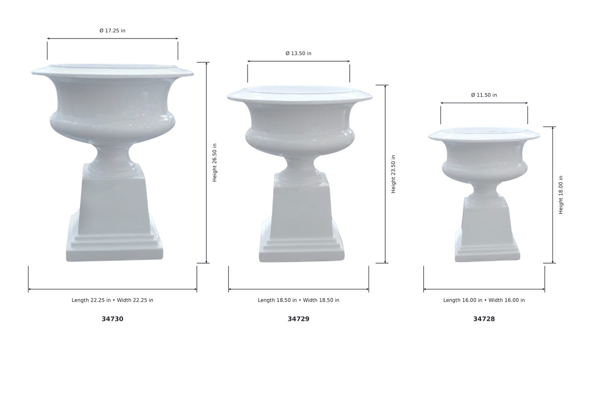 Aluna Campagna Fiberglass Urn Planter with Pedestal