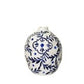 STILL IN PORT - Globular Ceramic Vase With Pinched Neck and Stylized Cobalt Floral Motif Blue