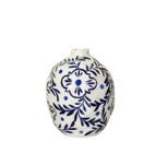 STILL IN PORT - Globular Ceramic Vase With Pinched Neck and Stylized Cobalt Floral Motif Blue