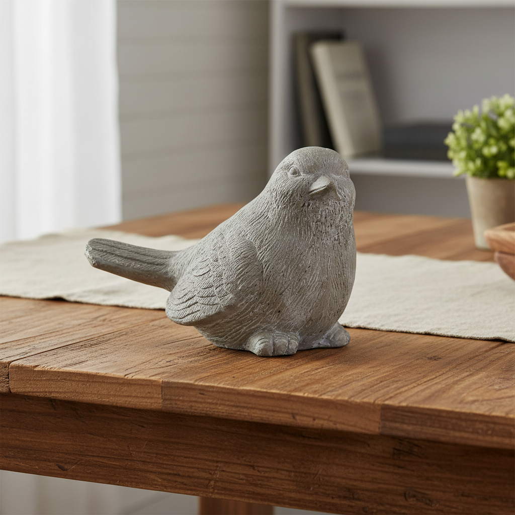 Cato Sitting Bird Cement Figurine