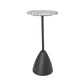 A wooden table with a metal stand, the table is white and the stand is black, presented against a white background.