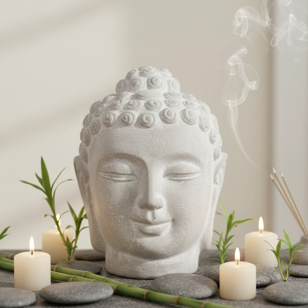 Navin Cement Buddha Head Sculpture
