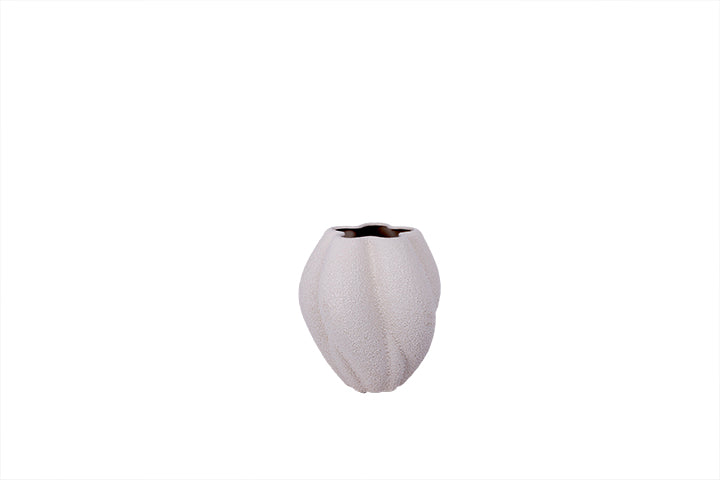 Sculpted Ceramic Lobed Vase Off White