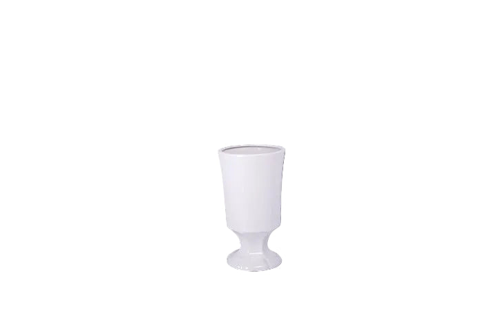 Ceramic Cylindrical Urn Pedestal Vase White