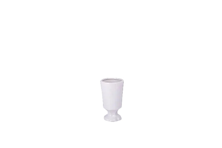 Ceramic Cylindrical Urn Pedestal Vase White