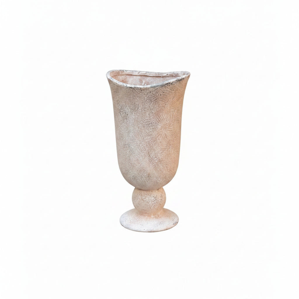 Decorative vase with a textured surface on a white background