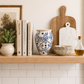STILL IN PORT - Chinoiserie Ceramic Vase With All-Over Floral Vine Motif and Flared Distressed Rim