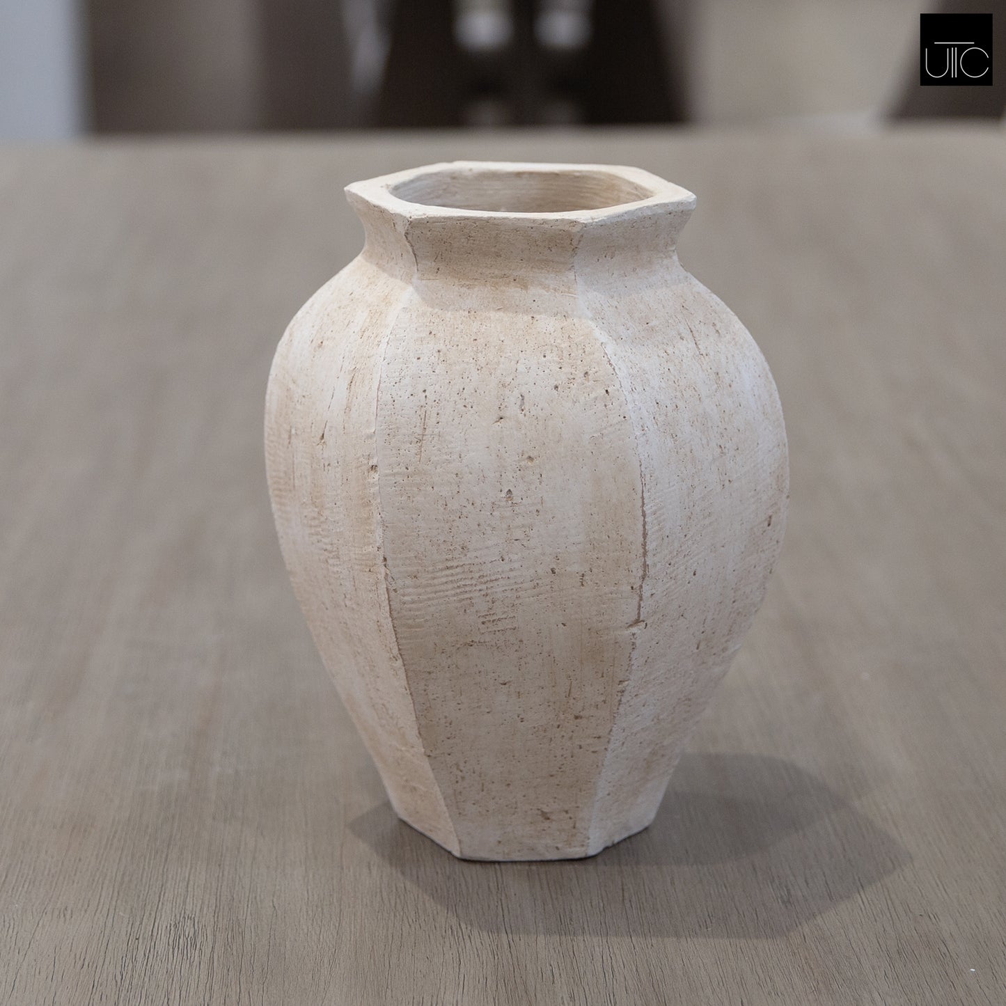 Moselle Handcrafted Faceted Bulbous Terracotta Vase
