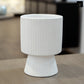 Oksana Ribbed Stoneware Vase with Tapered Pedestal Base