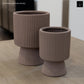 Oksana Ribbed Stoneware Vase with Tapered Pedestal Base