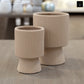 Oksana Ribbed Stoneware Vase with Tapered Pedestal Base