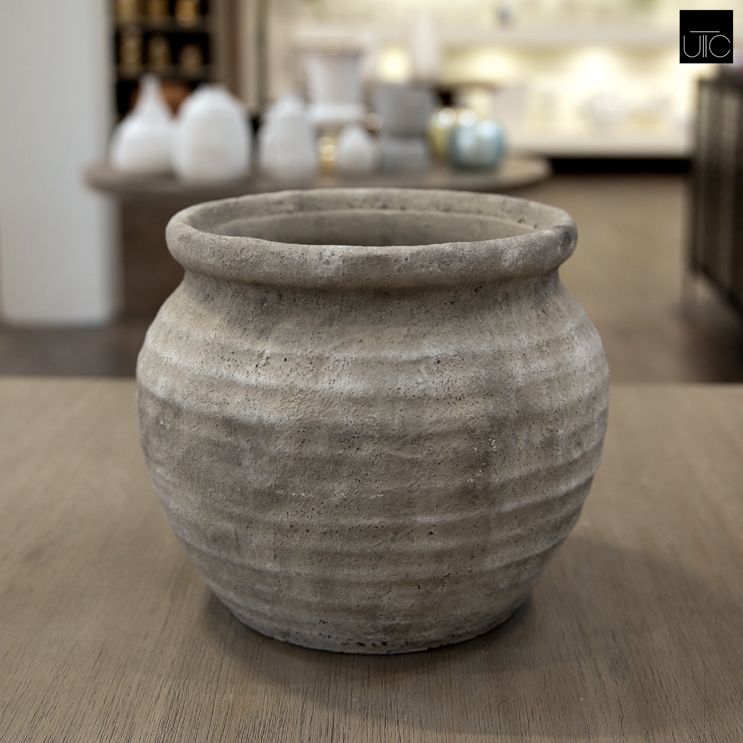 Della Rustic Jar-Style Cement Planter