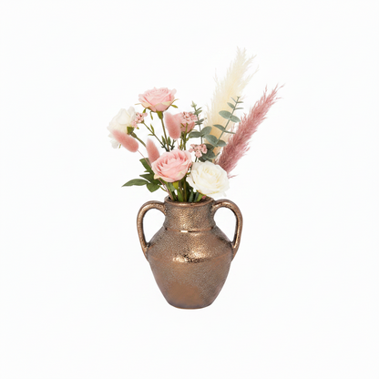 Dorli Ceramic Amphora Vase with Decorative Handles & Lava Texture