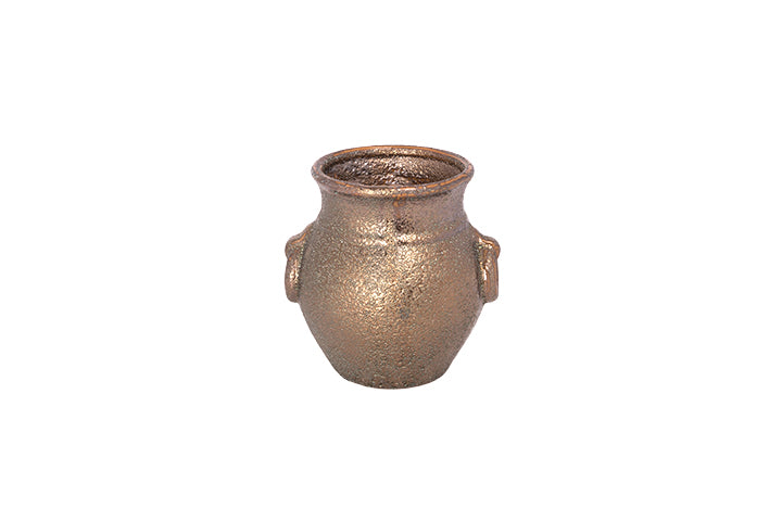 Silvania Ceramic Lava Texture Amphora Urn Vase with Decorative Loop Handles