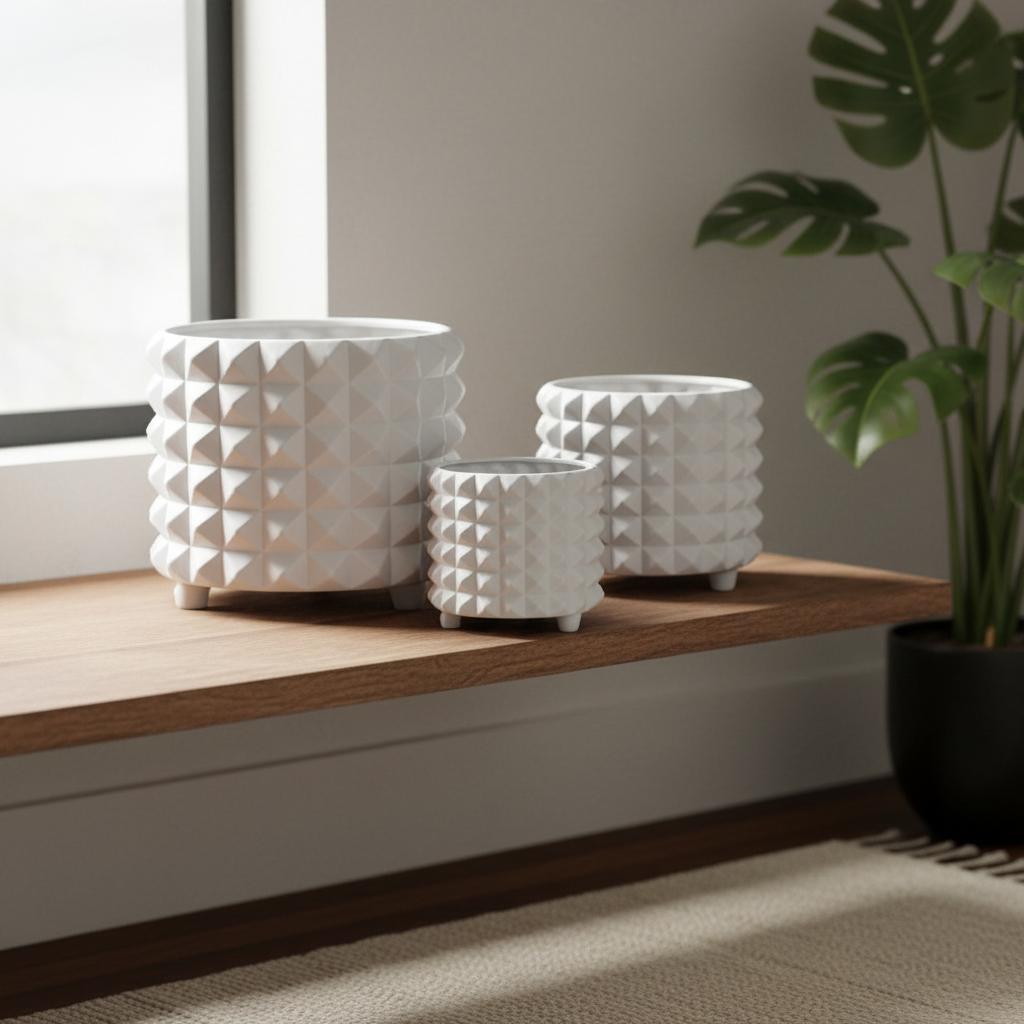 Frankie Geometric Ceramic Pots (Set of 3)
