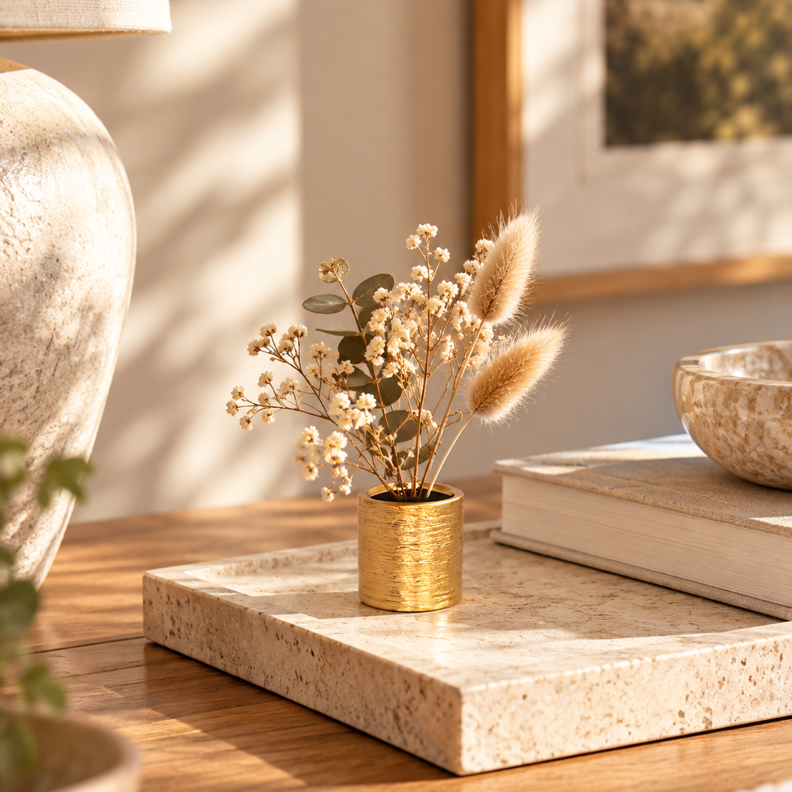 Gweyz Brushed Round Mini Vase in Gold