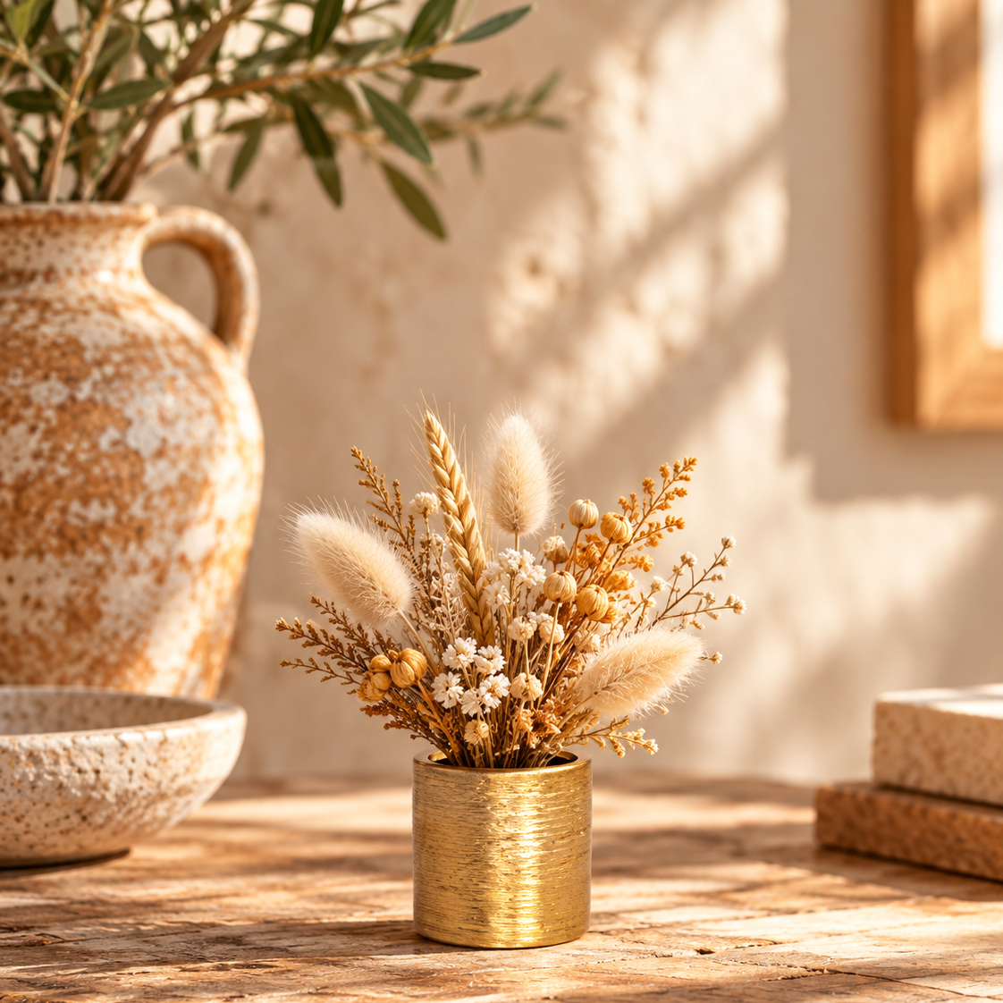 Gweyz Brushed Round Mini Vase in Gold