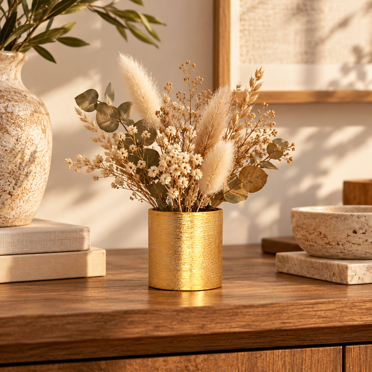 Gweyz Brushed Round Mini Vase in Gold