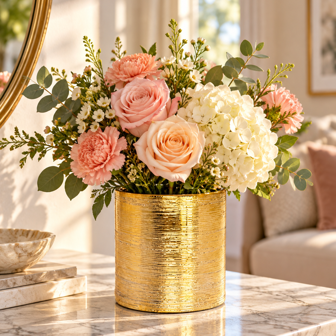 Gweyz Brushed Round Mini Vase in Gold
