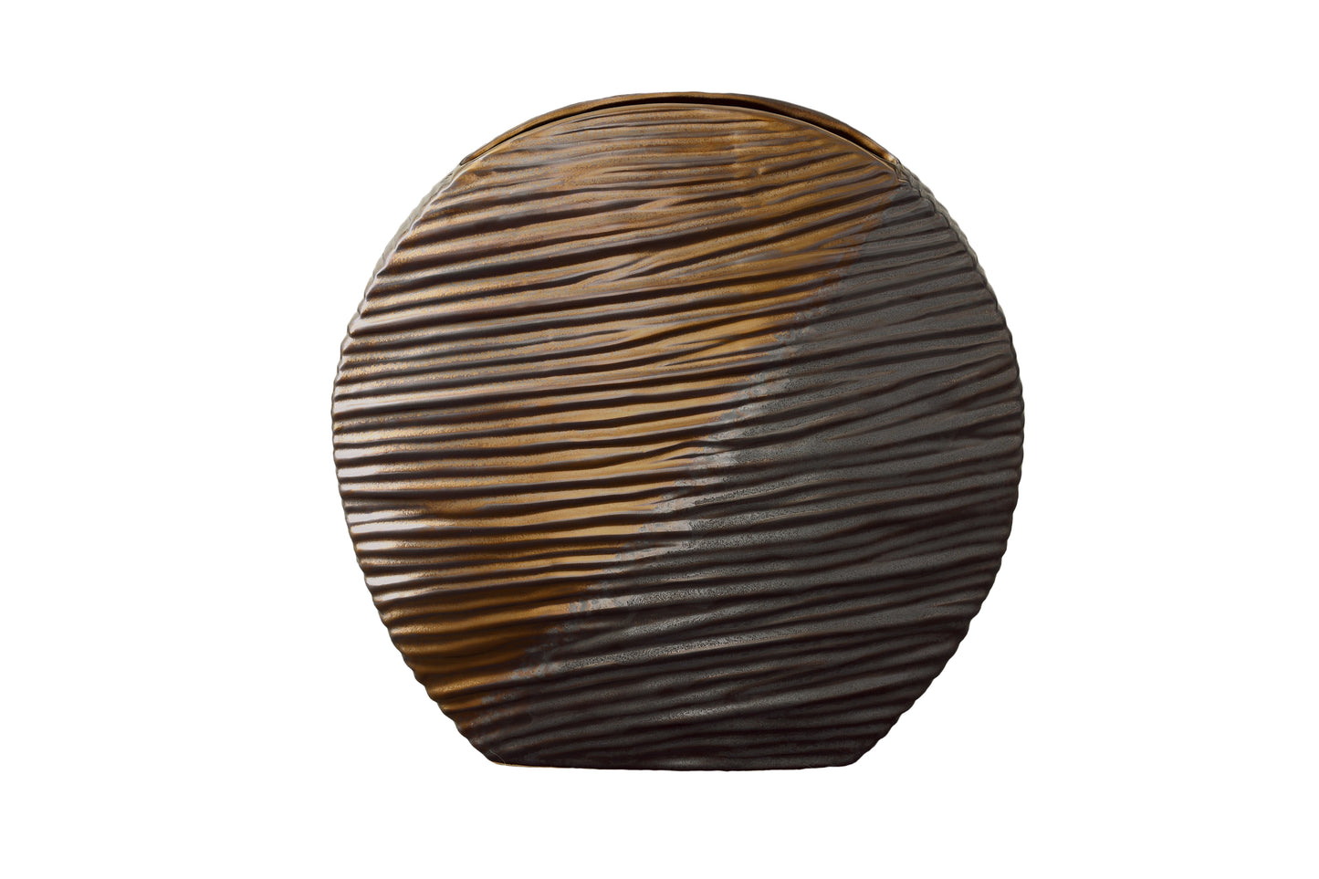 Ceramic Round Shape Two-Ton Glazed  Body Electroplated Copper and Gun Metal Finish