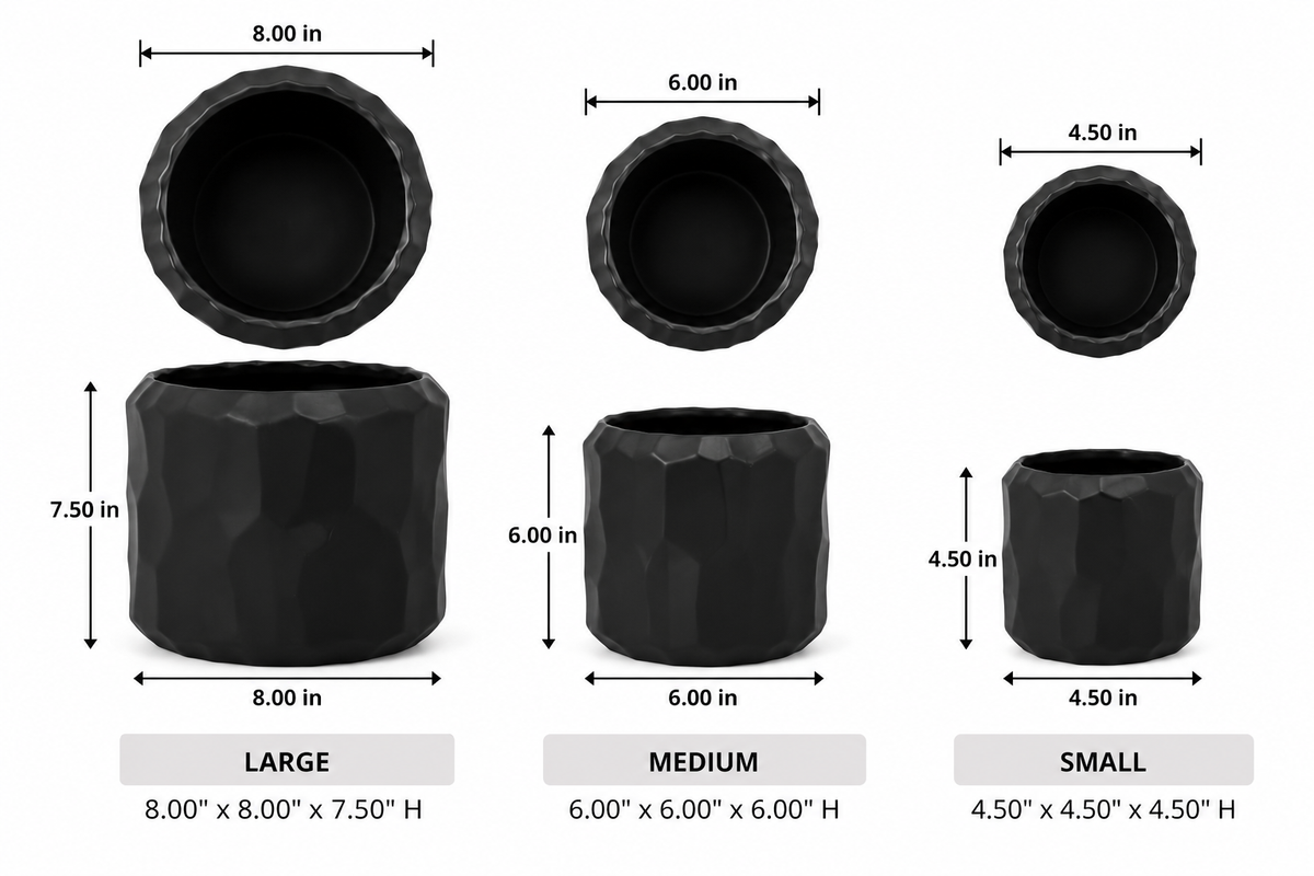 Vara Embossed White Ceramic Pot Set (Set of 3)