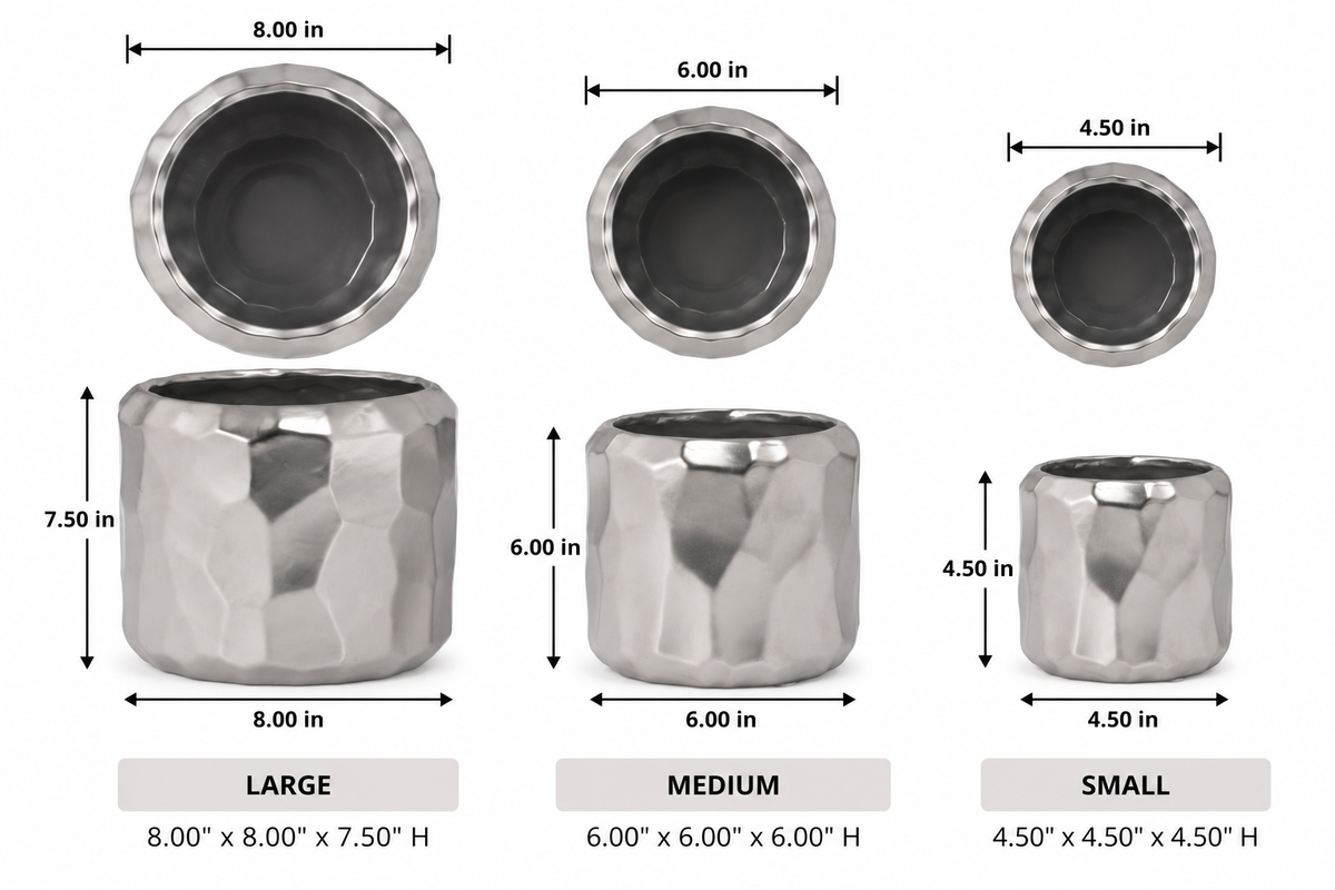 Vara Embossed White Ceramic Pot Set (Set of 3)