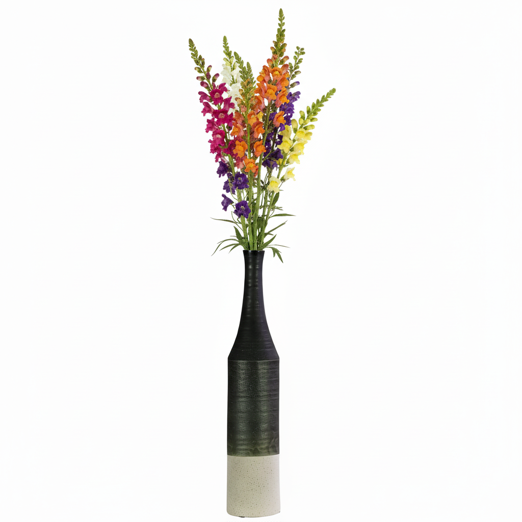 Zeliha Ceramic Bottle Vase with Combed Design