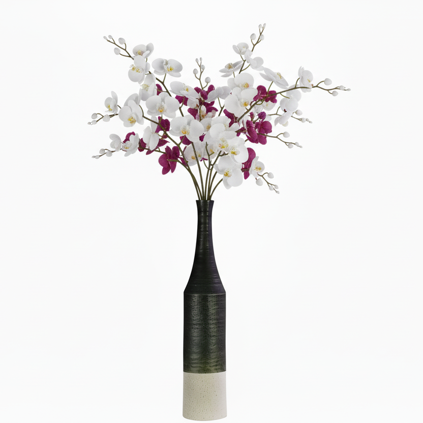 Zeliha Ceramic Bottle Vase with Combed Design
