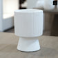 Oksana Ribbed Stoneware Vase with Tapered Pedestal Base