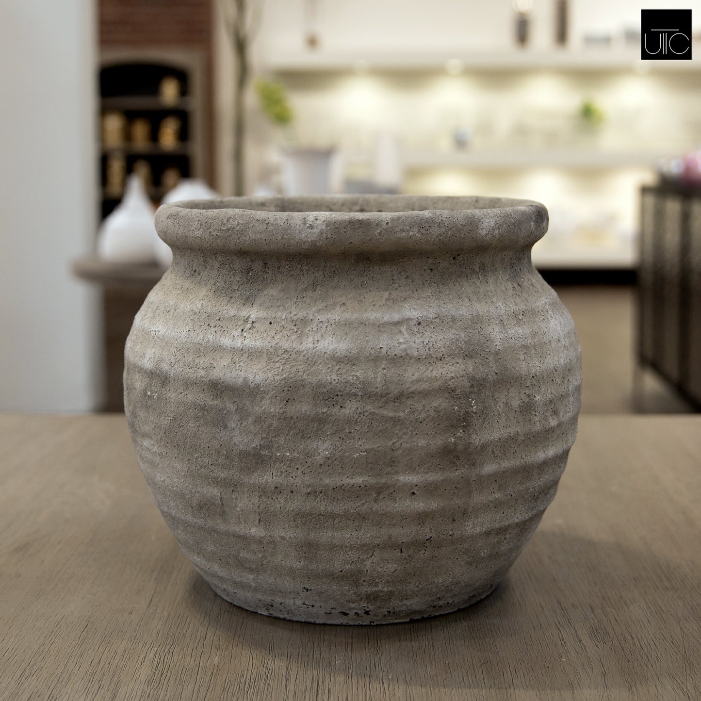 Della Rustic Jar-Style Cement Planter