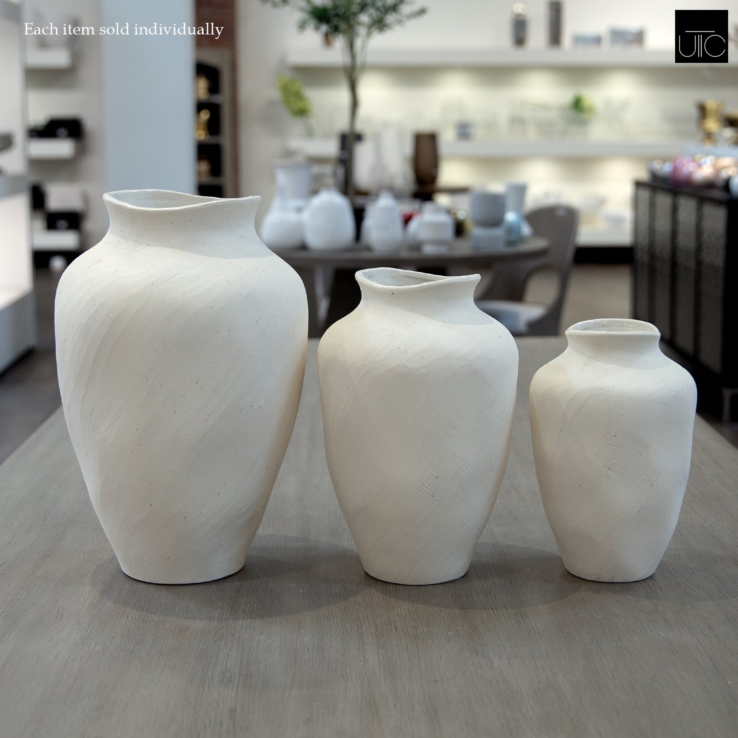 River Handcrafted Textured Urn Vase with Wavy Rim