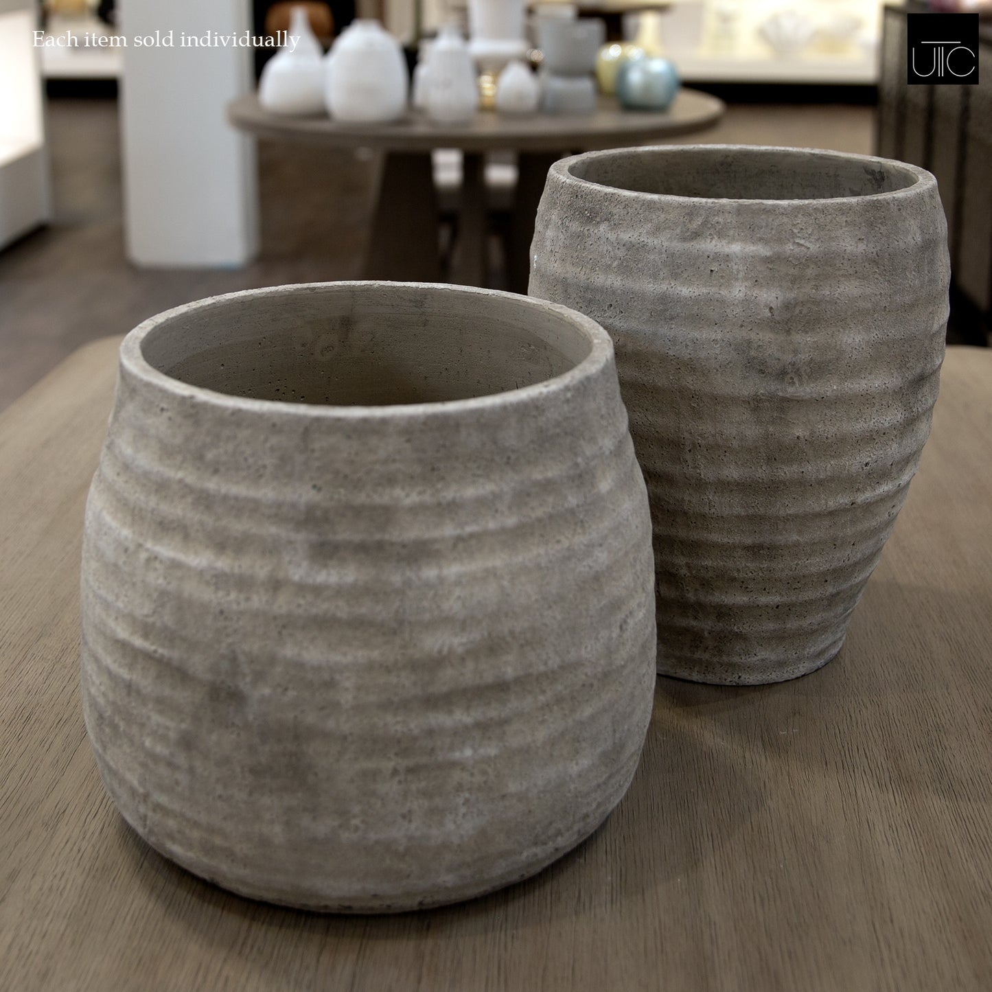 Zane Ribbed Cement Planter