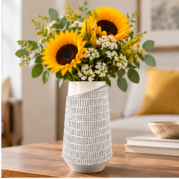 Zavira Vertical Line Ceramic Vase