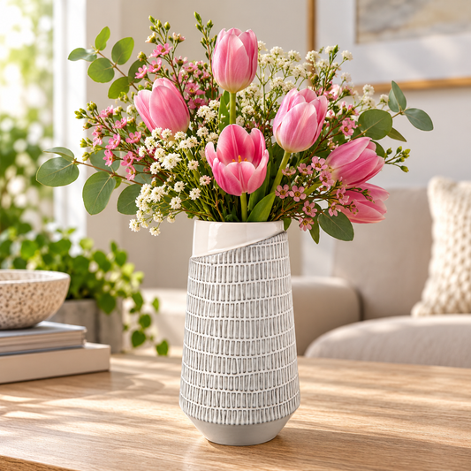 Zavira Vertical Line Ceramic Vase