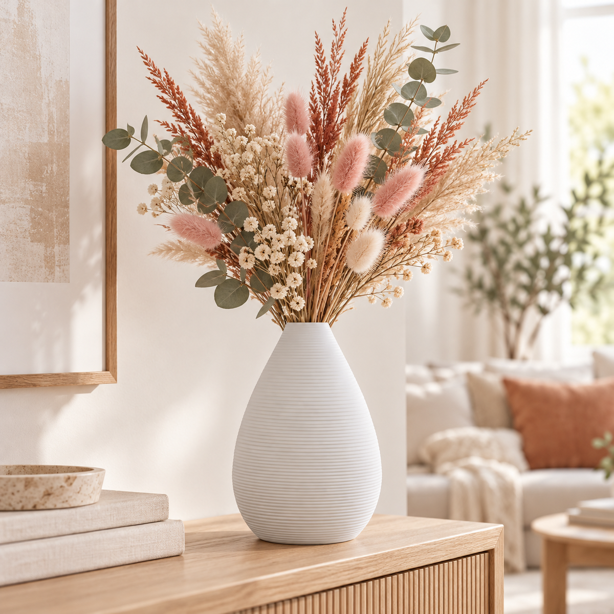 Prienne Bellied Ceramic Ribbed Vase